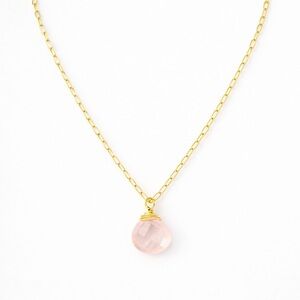 N202 Rose Quartz Gold Paperclip Necklace